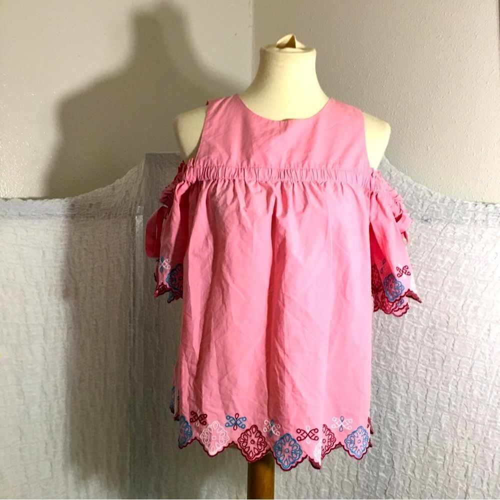 Loft Cold Shoulder Embroidered Top Size Small - Picture 2 of 12